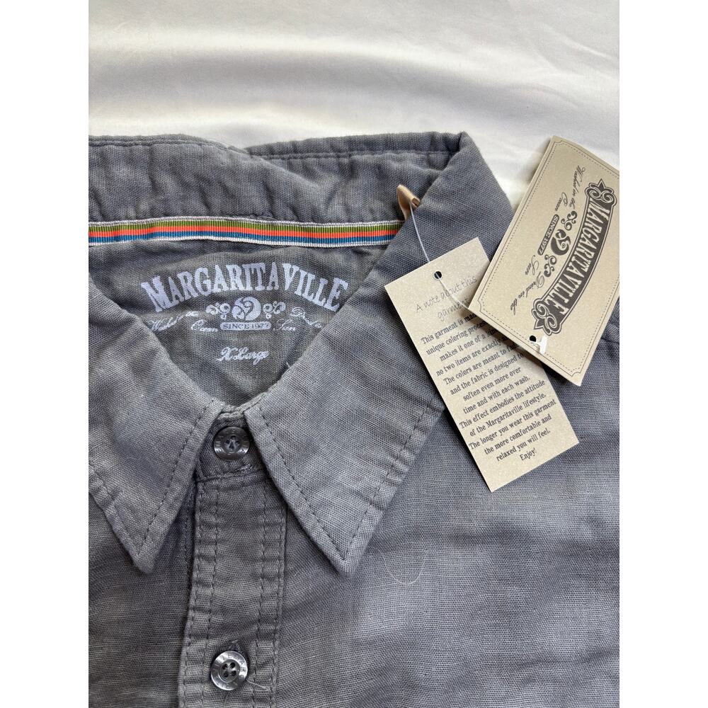 Margaritaville Men's Button-up Grey Shirt, XL - Picture 3 of 5